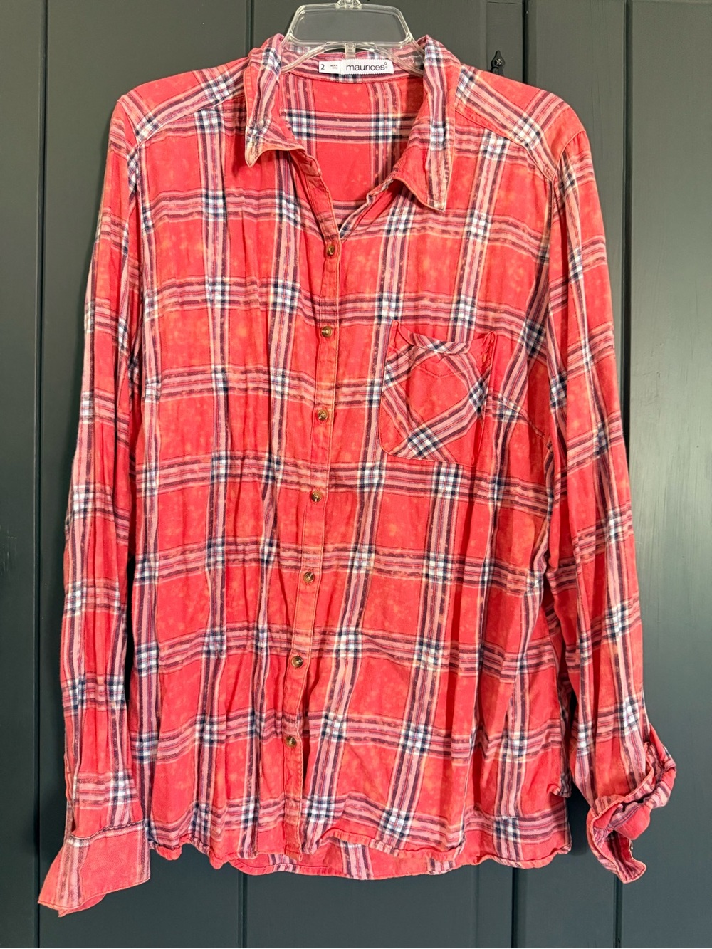Maurices Red Plaid Button-Down Shirt